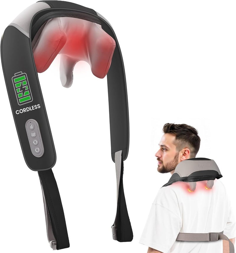 Heycool Cordless Neck and Shoulder Massager with Heat, Shiatsu Neck Back Massager Deep Tissue, 3 Massage Intensity & 2 Heating Area, Gifts for Women, Men - Image 1